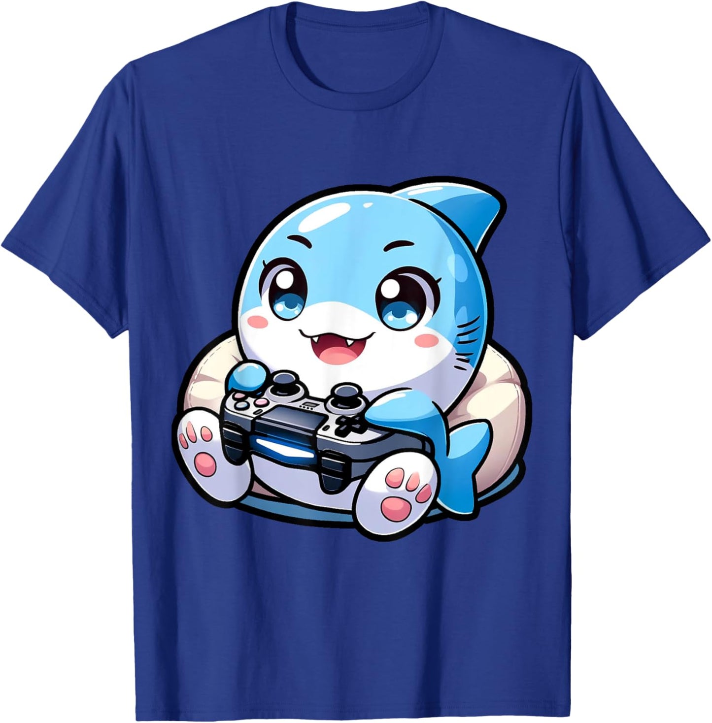 Cute Shark Playing Console Video Games - Shark Gaming T-Shirt - T-Shirt | Royal