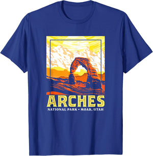 Arches National Park Retro WPA Style Vintage Graphic T-Shirt - T-Shirt | Royal