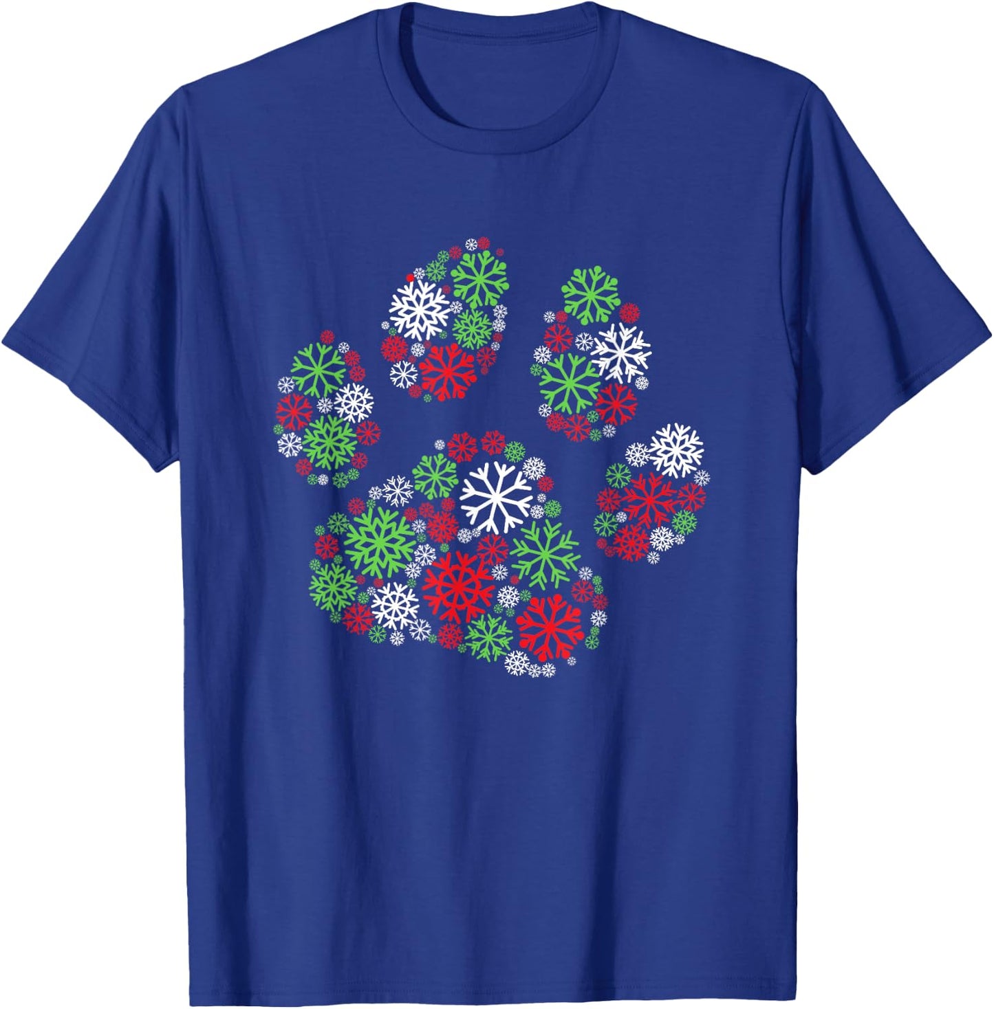Cute Paw Ugly Christmas Snowflakes Pet Owner Dog Xmas T-Shirt - T-Shirt | Royal