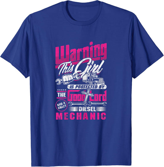 Warning Girl Lord Wrench Mechanic Diesel Crazy Vehicle Gift T-Shirt - T-Shirt | Royal