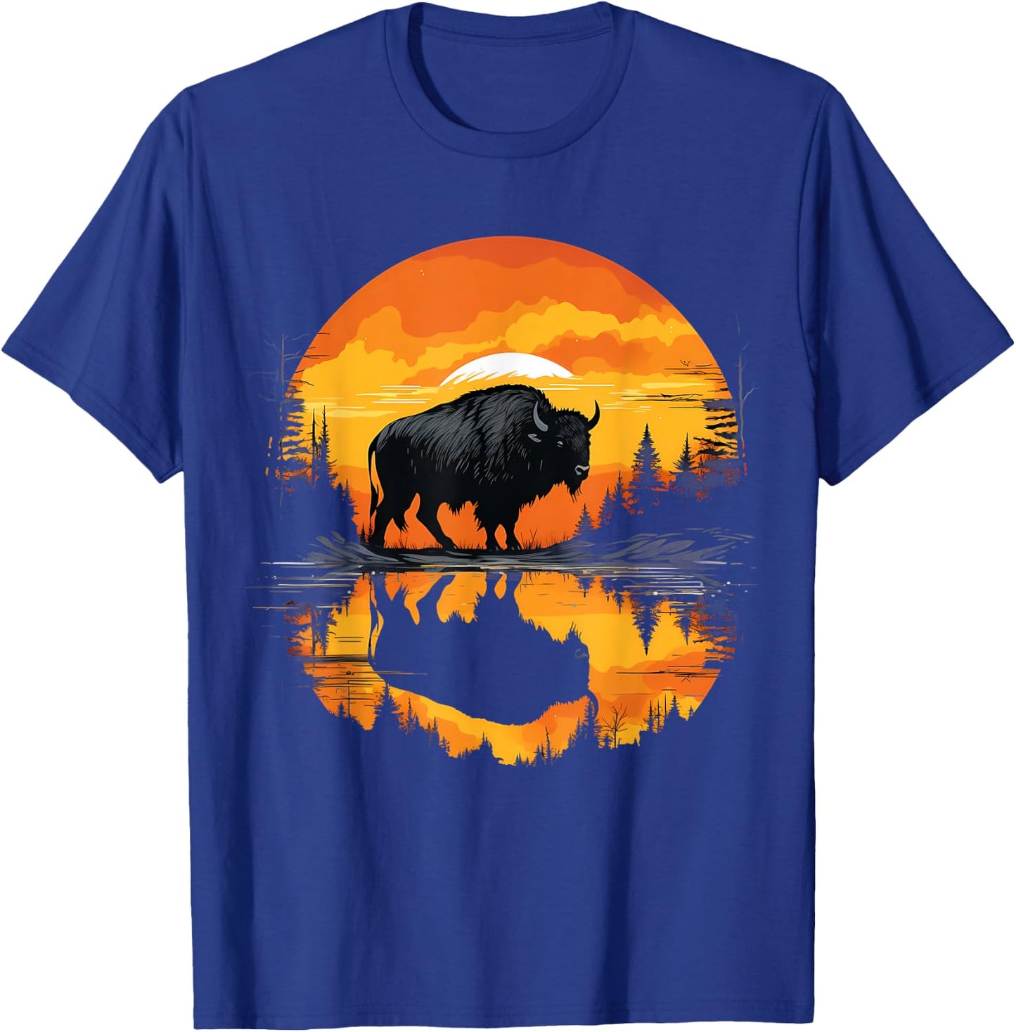 Buffalo Sunset Wildlife Safari Nature Bison Motif Savanna T-Shirt - T-Shirt | Royal