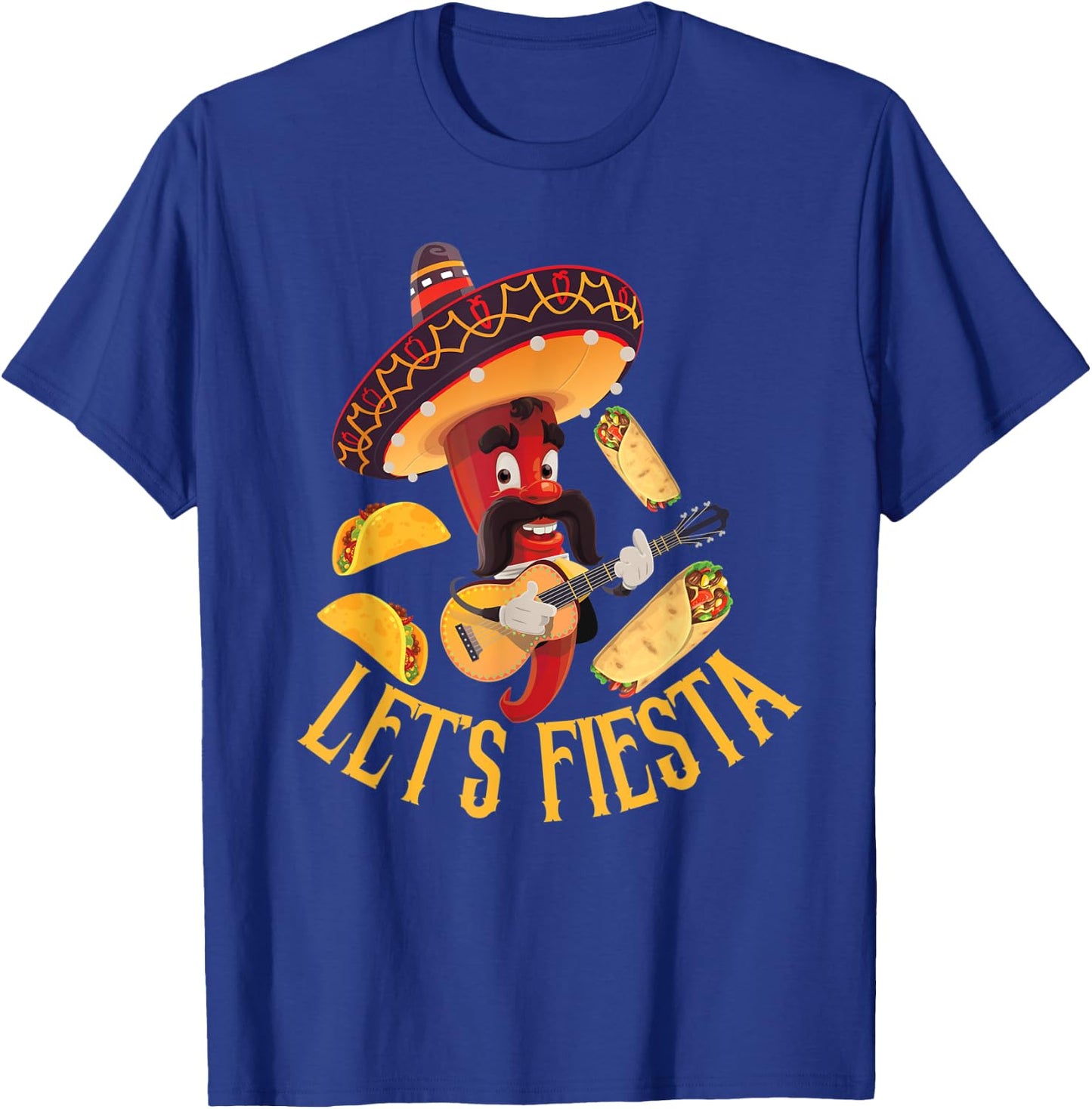 Let's Fiesta tacos Burrito Cool Mexican Party cinco de mayo T-Shirt - T-Shirt | Royal