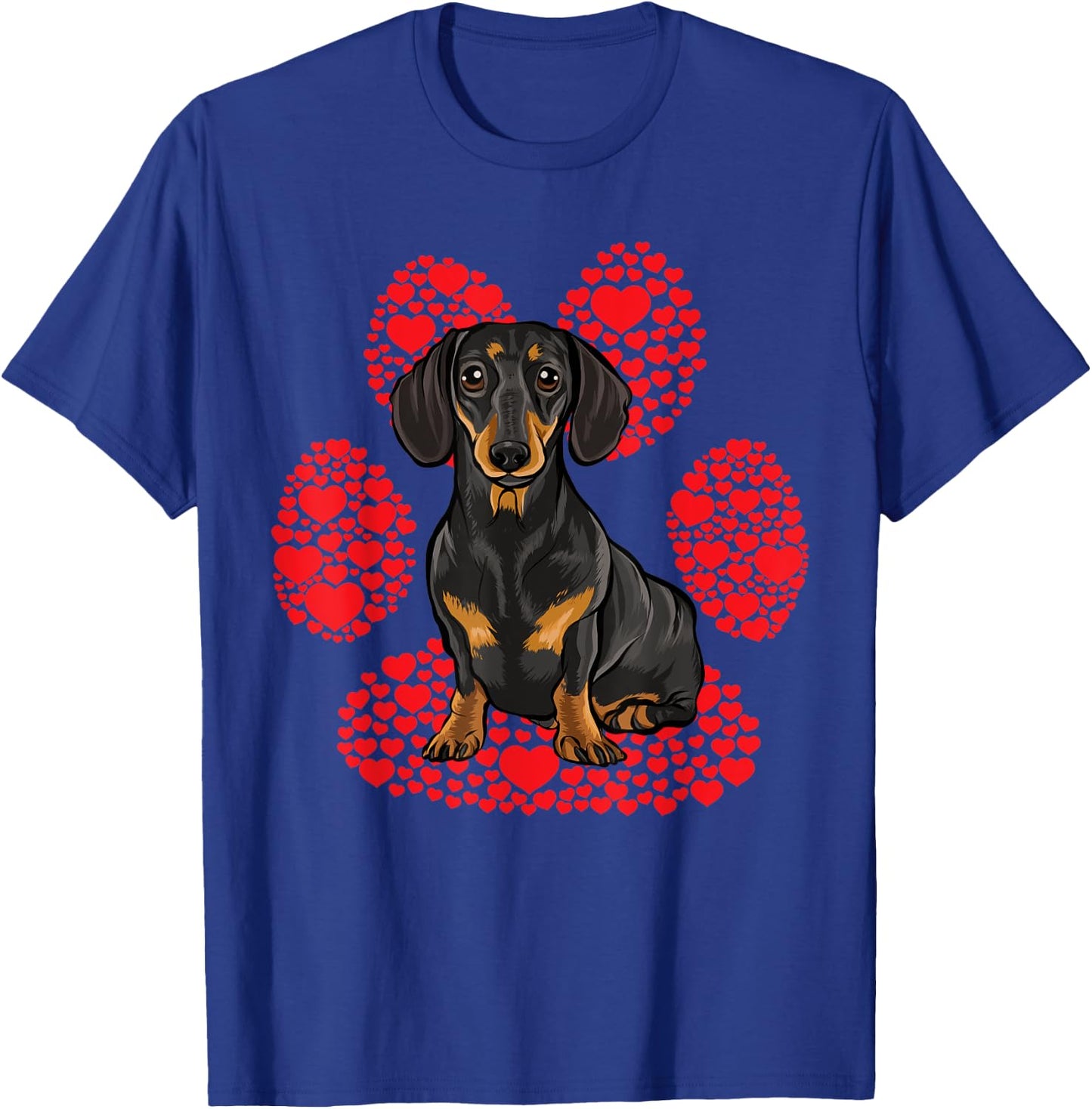 Black Dachshund Valentines Day Dog Love Paw Women Kids T-Shirt - T-Shirt | Royal