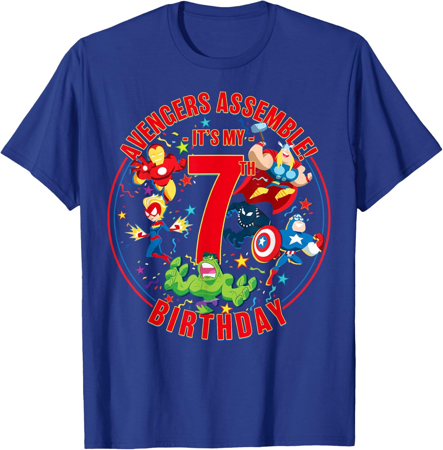 Marvel Avengers Assemble It's My 7th Birthday T-Shirt - T-Shirt | Royal