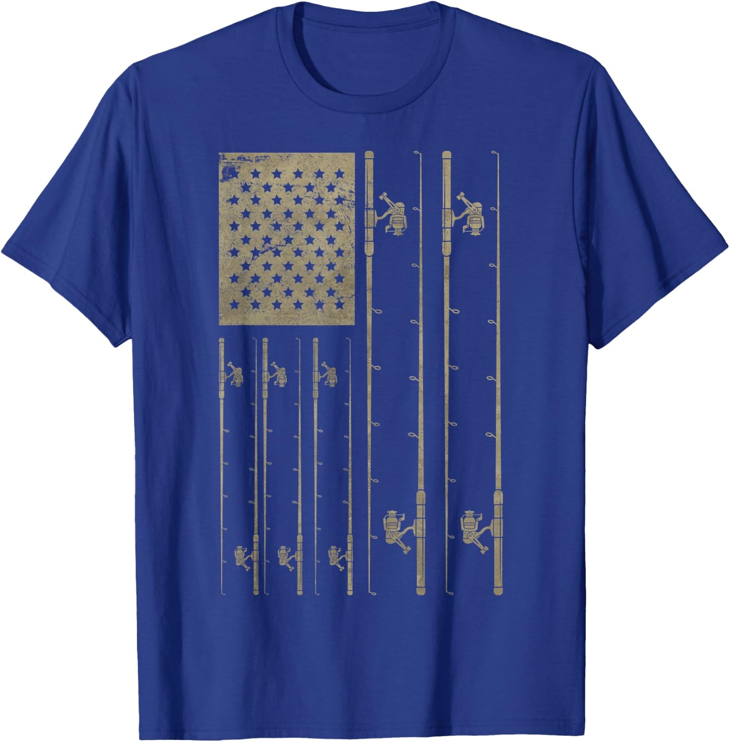 Fishing American Flag Gift Fisherman USA Flag Fishing T-Shirt - T-Shirt | Royal