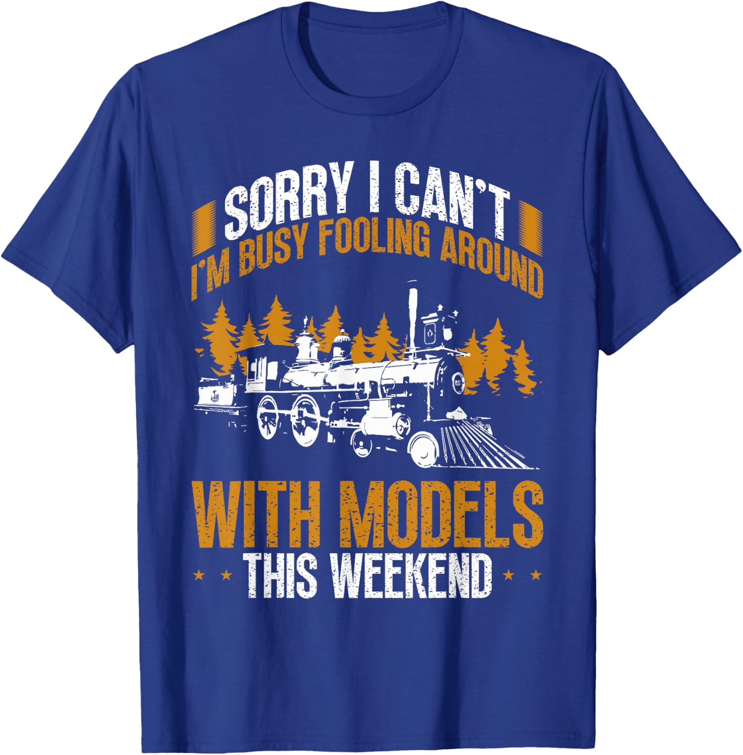Vintage Model Train Railroad Engineer Hobbyist T-Shirt - T-Shirt | Royal