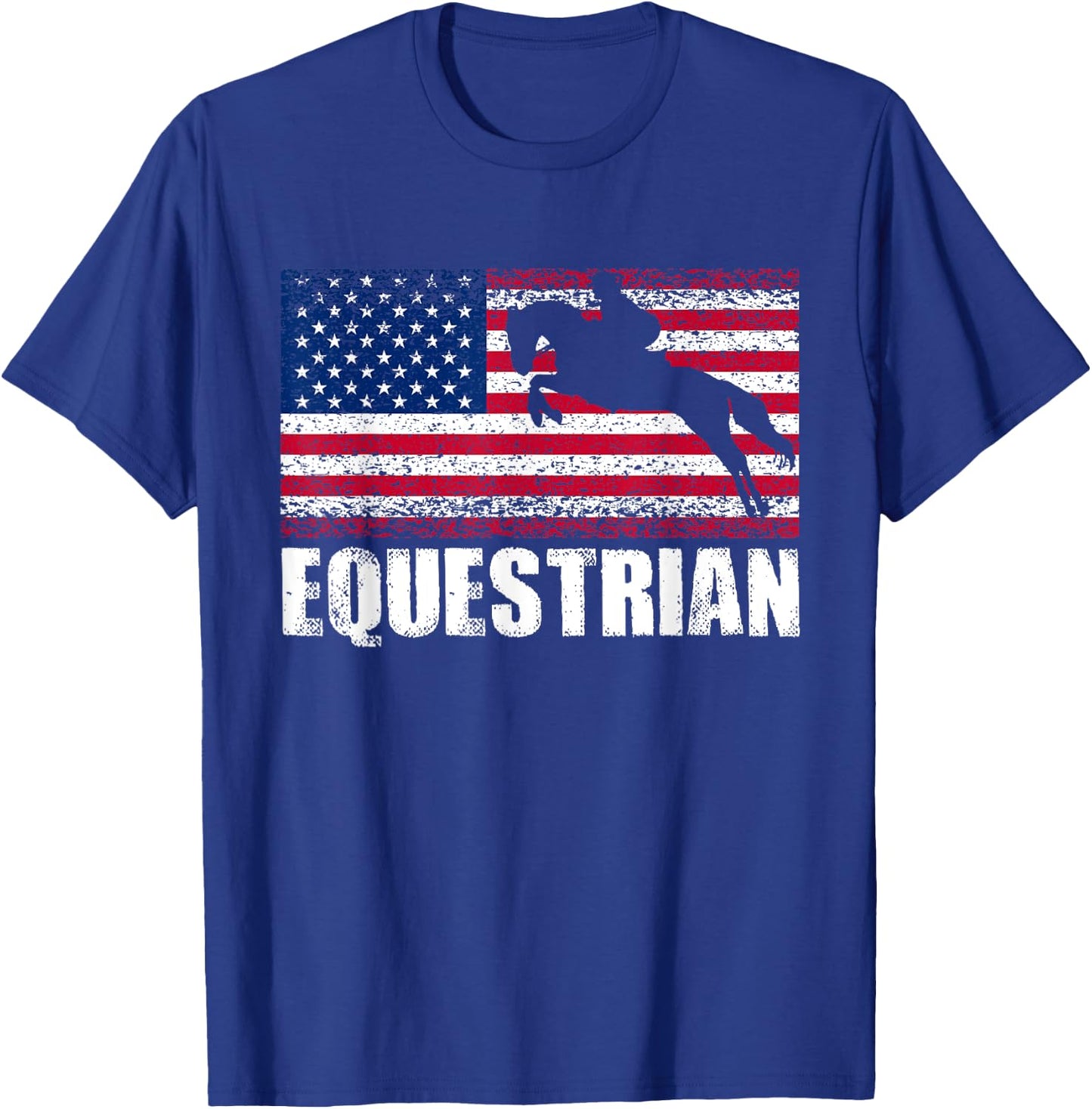 Equestrian Sports, American Flag, USA America, Horse Riding T-Shirt - T-Shirt | Royal