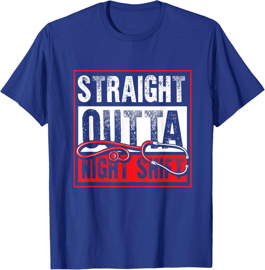 Funny Nursing Stethoscope Hospital Night Shift Medical Nurse T-Shirt - T-Shirt | Royal