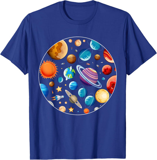 Planets Astronomy Universe Outer Space Science T-Shirt - T-Shirt | Royal