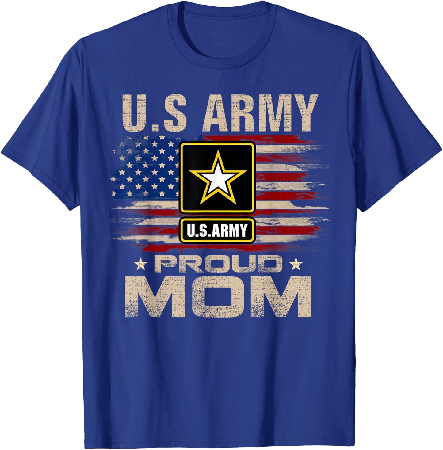 Vintage U.S Army Proud Mom With American Flag T-Shirt - T-Shirt | Royal