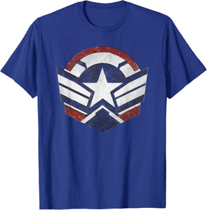 Marvel Falcon Winter Soldier Wings Shield Logo T-Shirt - T-Shirt | Royal