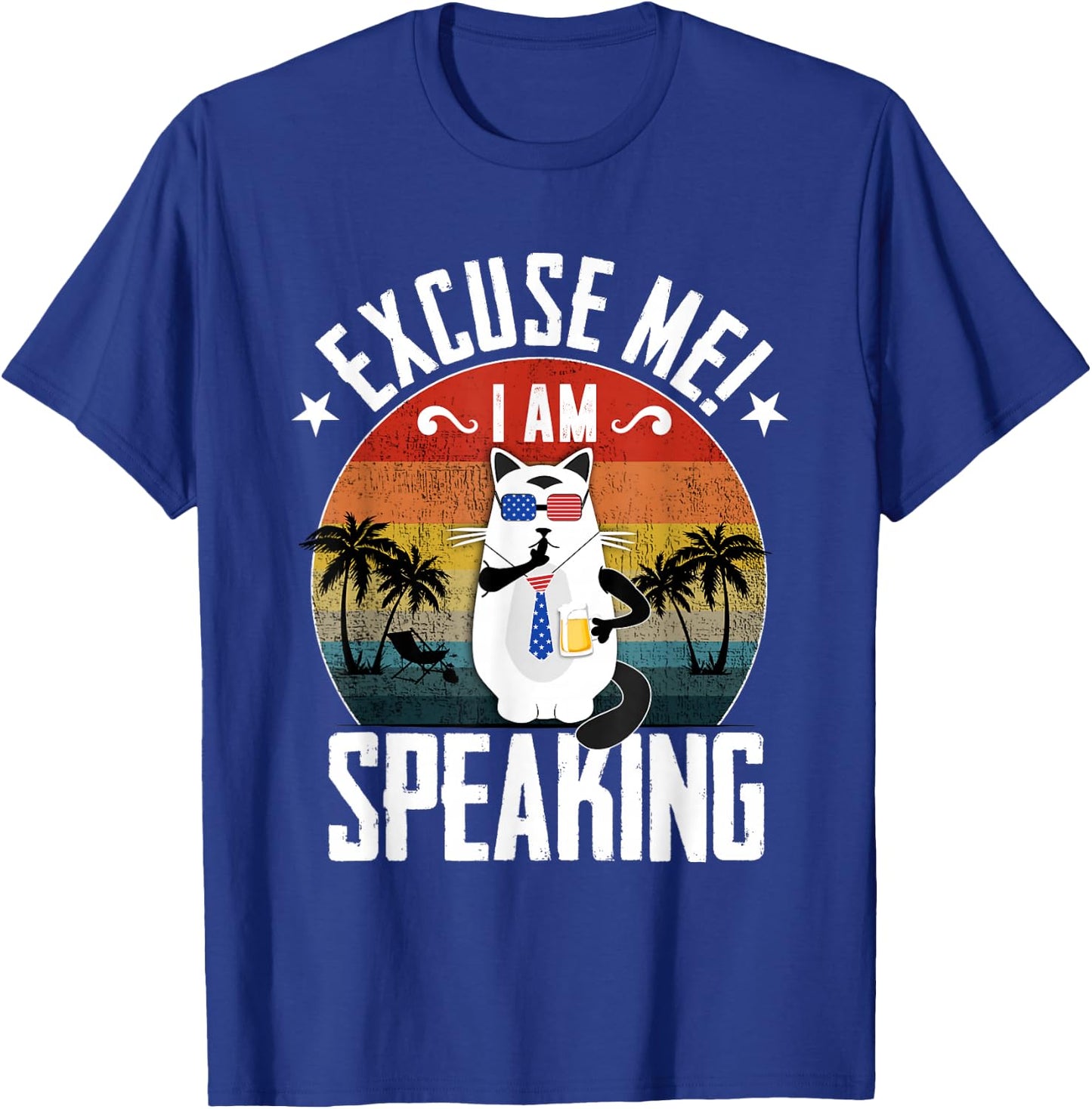 Excuse Me I'm speaking Funny Vintage Cat Kamala harris T-Shirt - T-Shirt | Royal