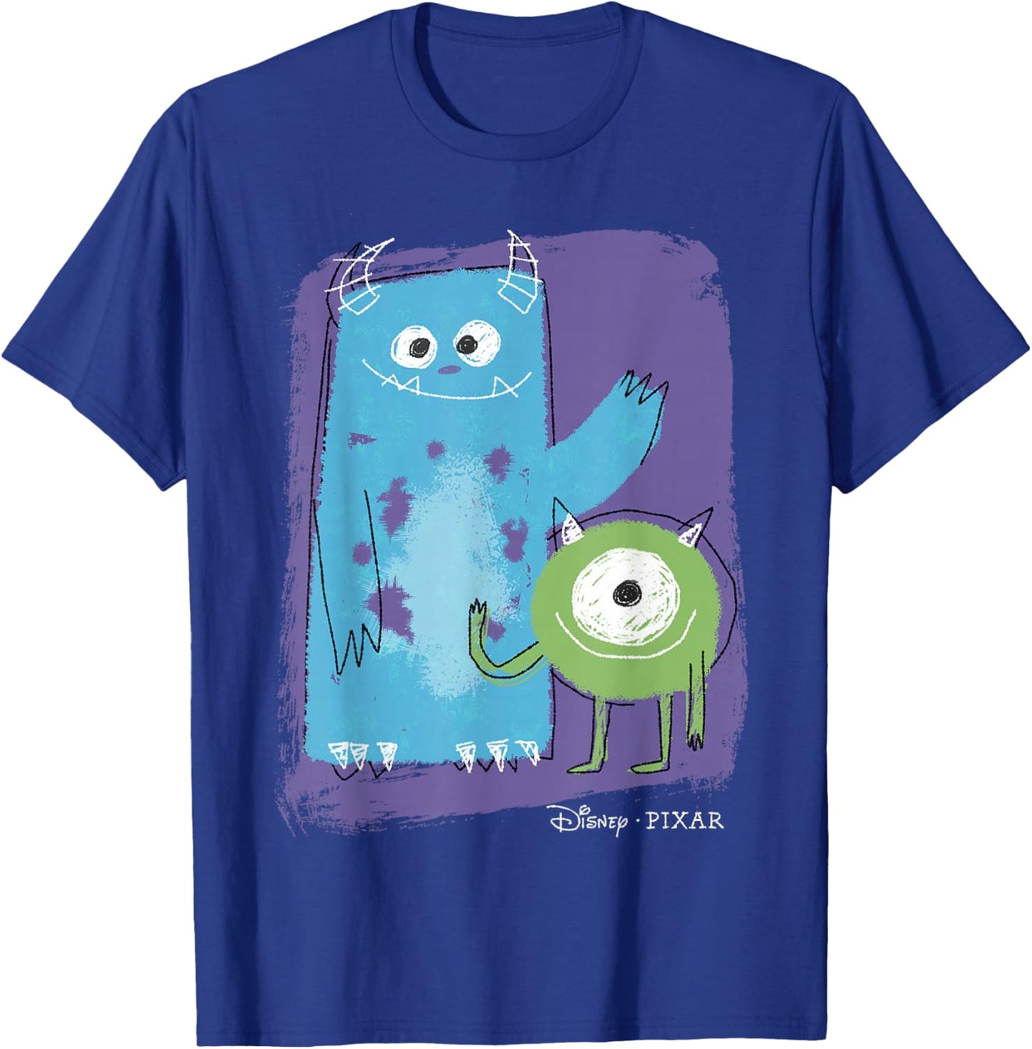 Disney Pixar Monster's Inc. Mike & Sully Painted Sketch T-Shirt - T-Shirt | Royal