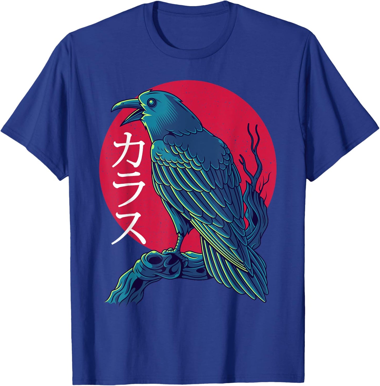 Red Moon Raven Black Crow Bird Japanese Gothic T-Shirt - T-Shirt | Royal