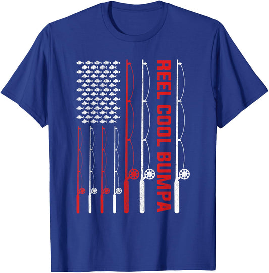 Reel Cool Bumpa Father's Day Fishing American Flag Women Men T-Shirt - T-Shirt | Royal