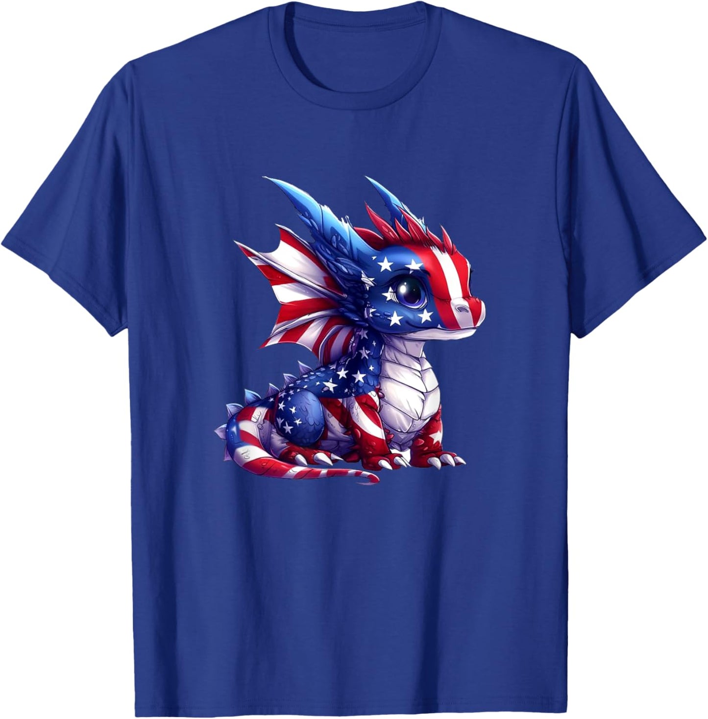 Dragon American Flag Proud USA Patriot Dragon Lover Men Kid T-Shirt - T-Shirt | Royal
