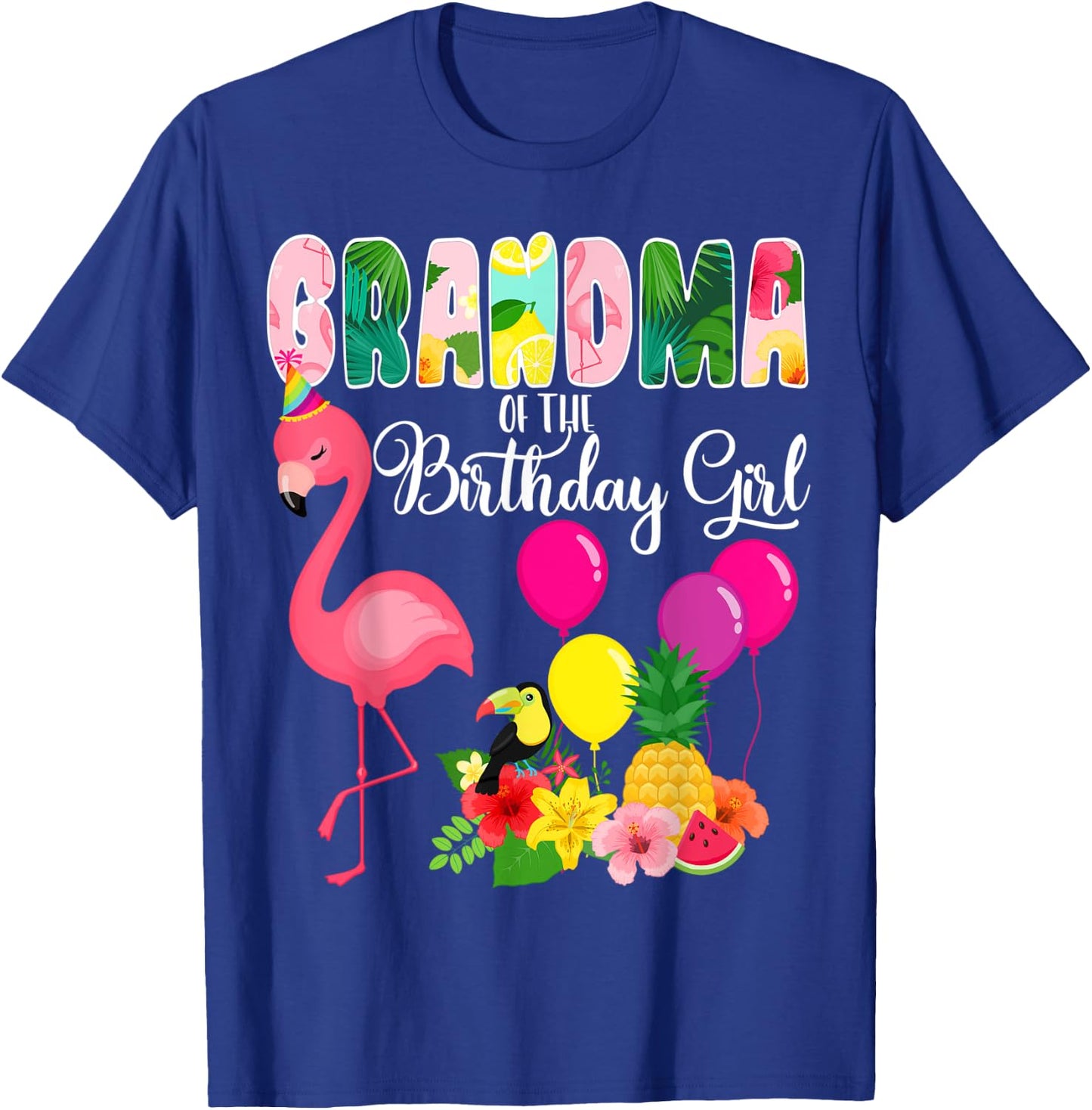 Flamingo Birthday Grandma Of The Birthday Girl Flamingo Bday T-Shirt - T-Shirt | Royal