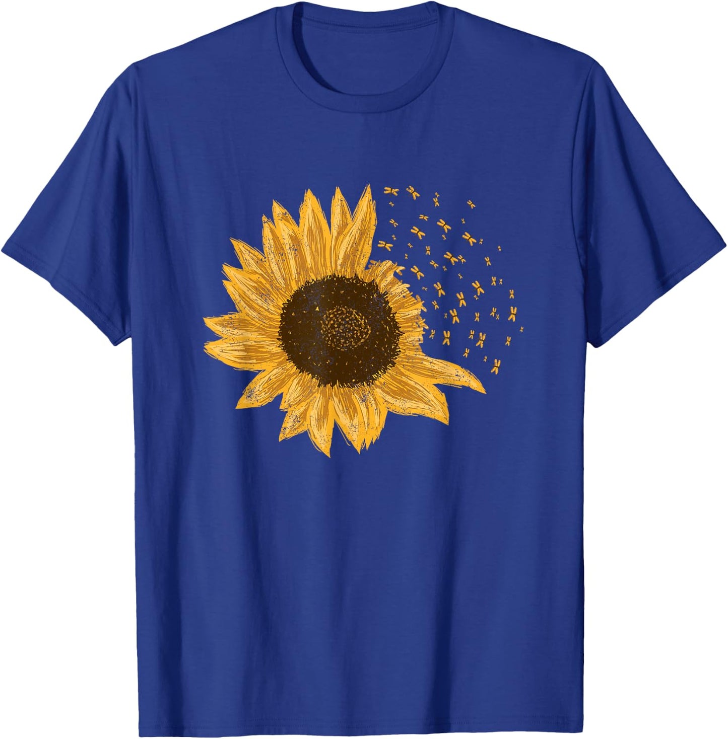 Sunflower Dragonflies Sunflower Summer Rustic Men Women Girls Kids T-Shirt - T-Shirt | Royal