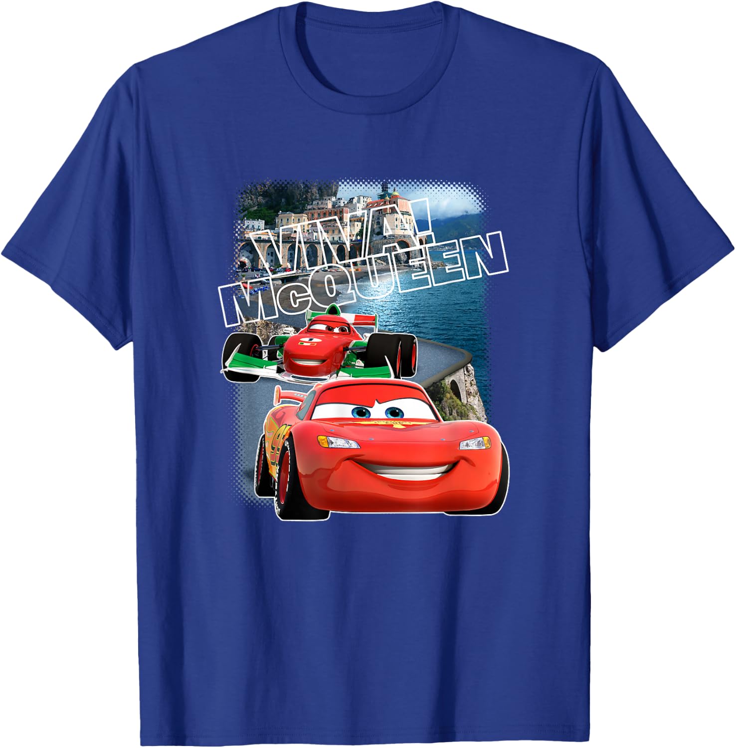 Disney Pixar Cars 2 Viva McQueen Italy Race Poster T-Shirt - T-Shirt | Royal