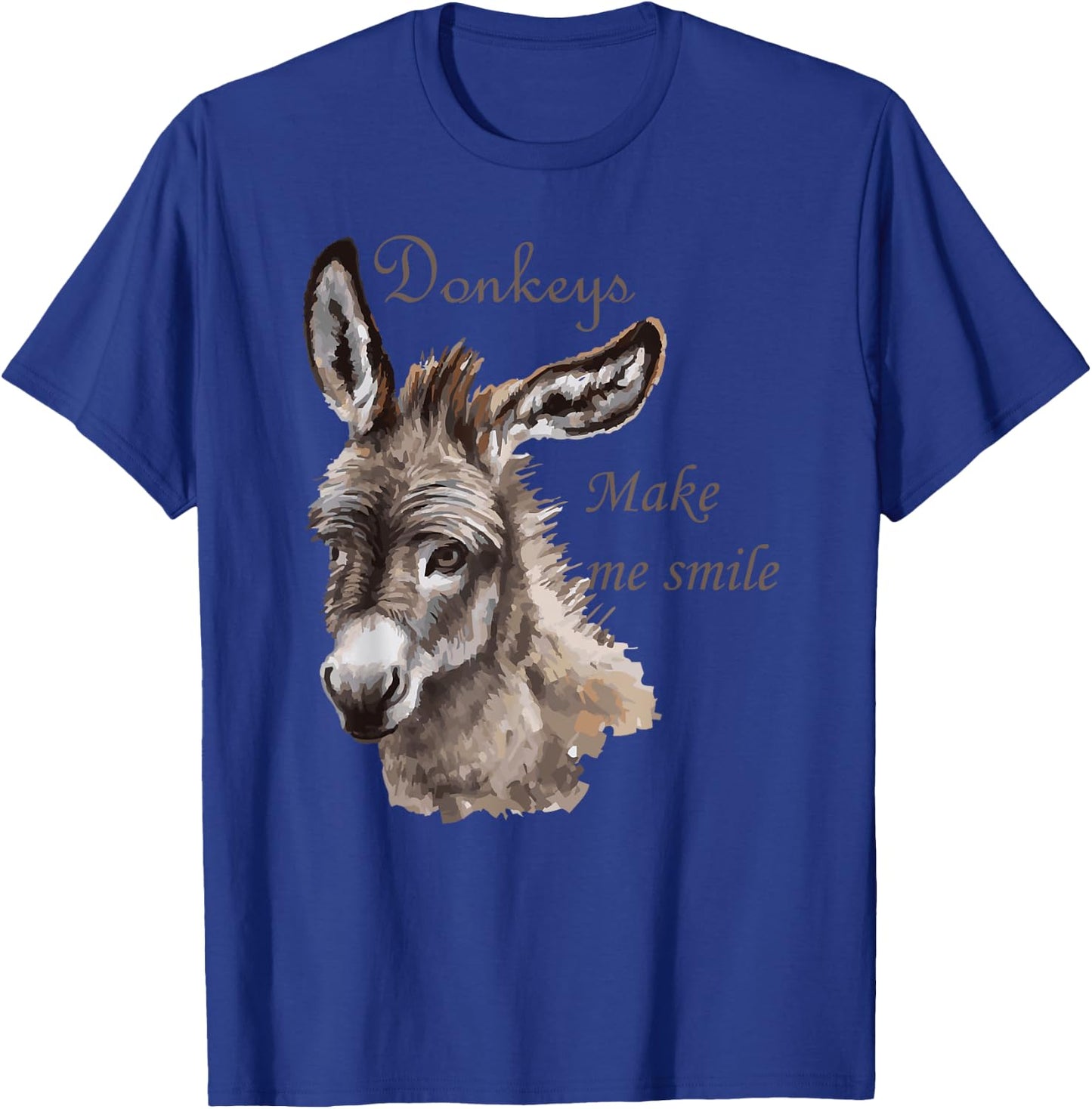 Donkeys Make Me Smile Cute Miniature DonkeyTail Lovers T-Shirt - T-Shirt | Royal