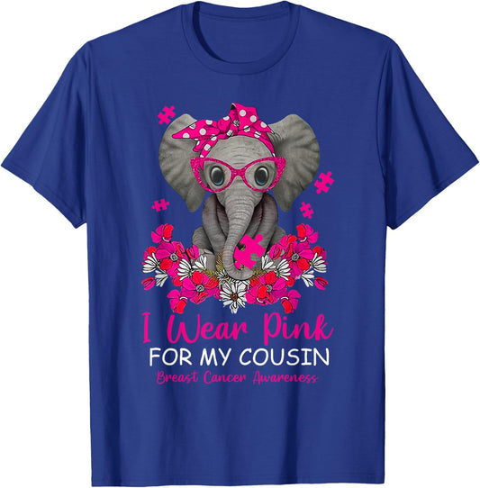 I Wear Pink For My Cousin Breast Cancer Awareness Warrior T-Shirt - T-Shirt | Royal