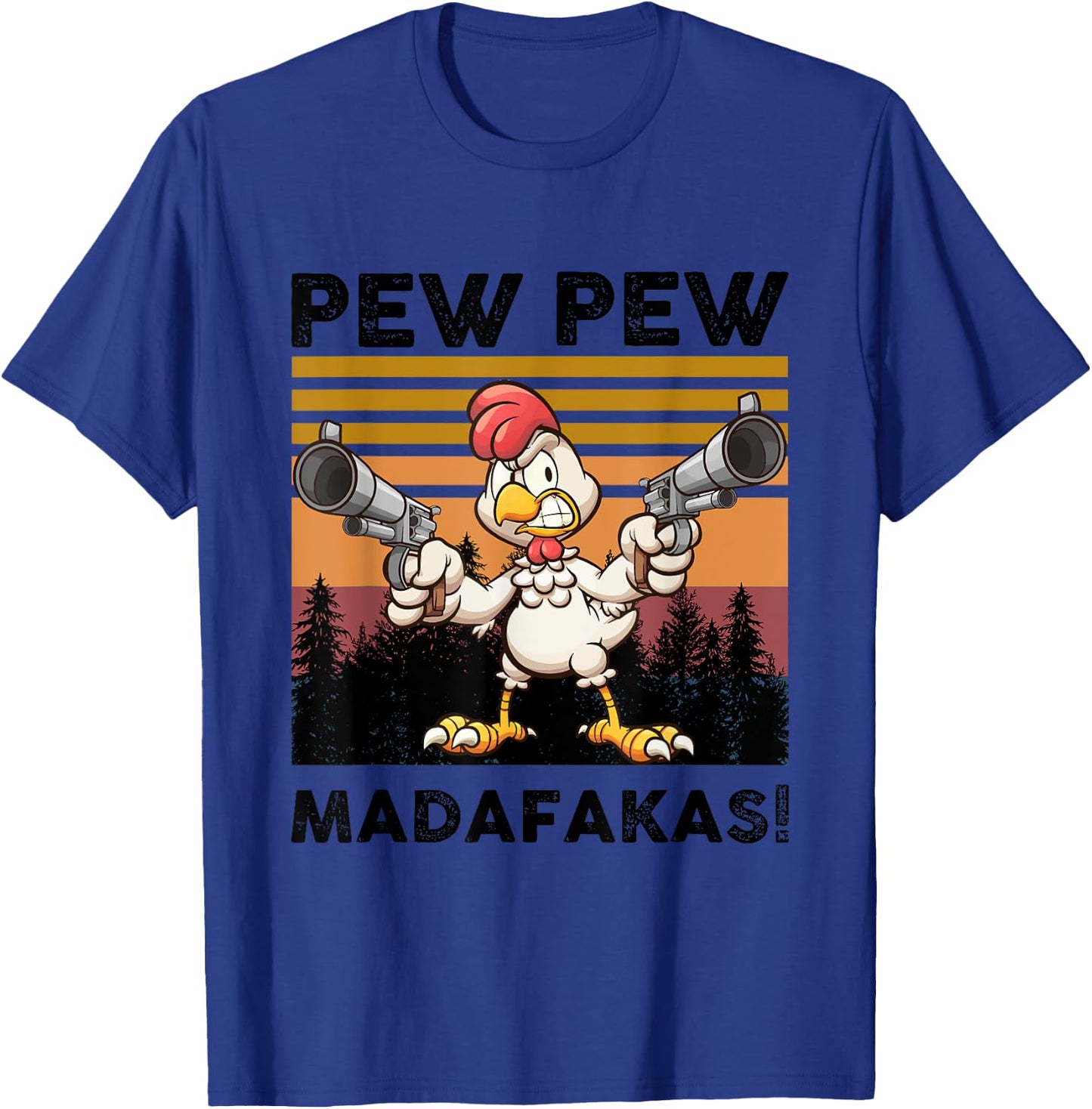 PEW Madafakas Turkey With Gun Retro Vintage Thanksgiving T-Shirt - T-Shirt | Royal