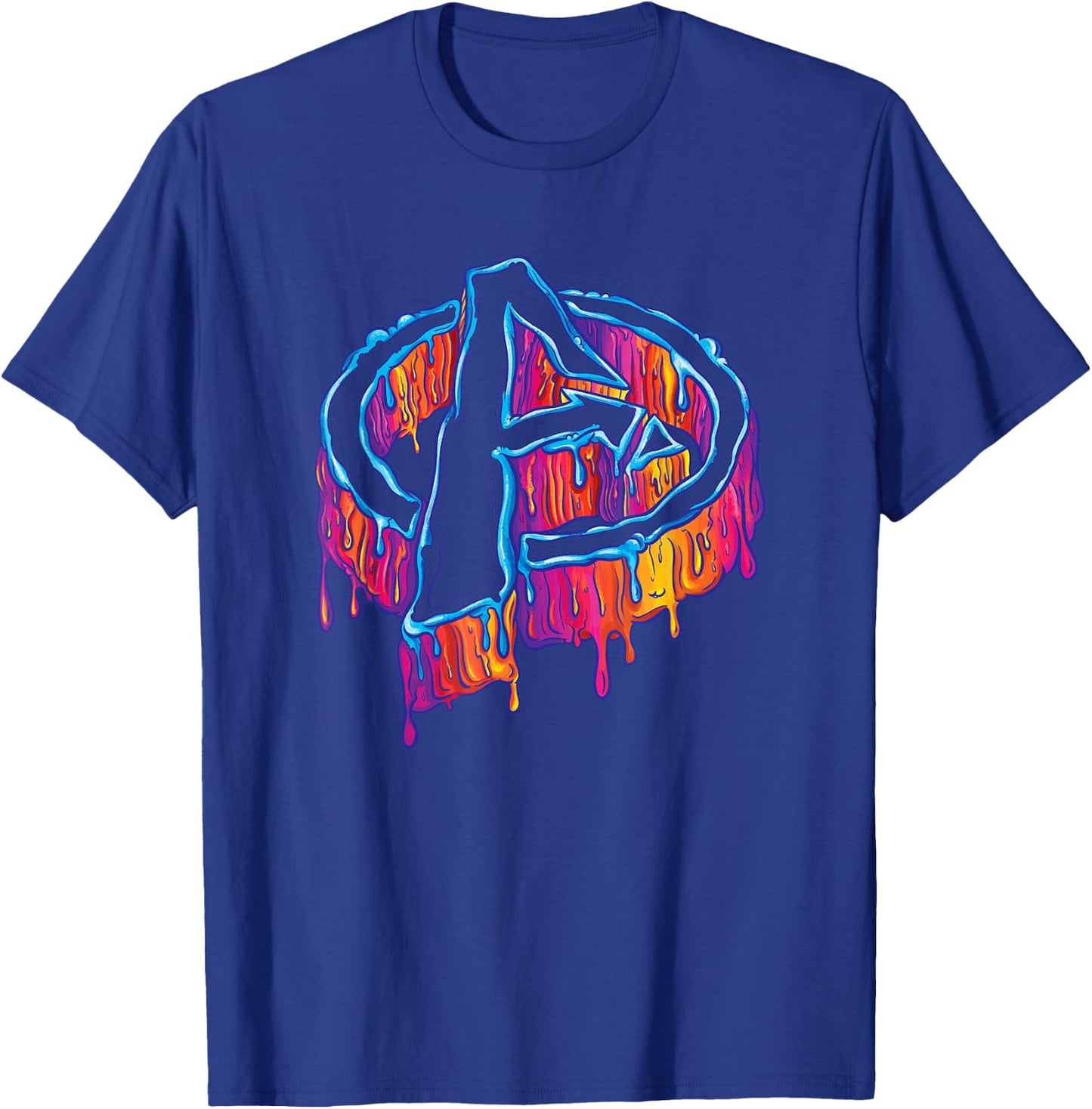 Marvel Avengers A Logo Melting Paint Drip T-Shirt - T-Shirt | Royal