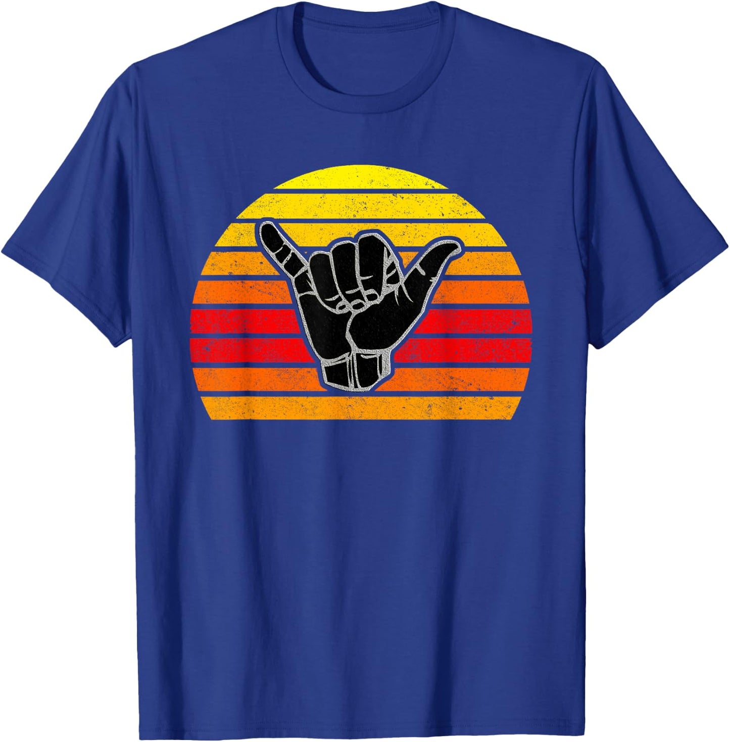 Retro Shaka & Surf Sign - Cool Vintage Surfer / Surfing Gift T-Shirt - T-Shirt | Royal
