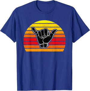 Retro Shaka & Surf Sign - Cool Vintage Surfer / Surfing Gift T-Shirt - T-Shirt | Royal