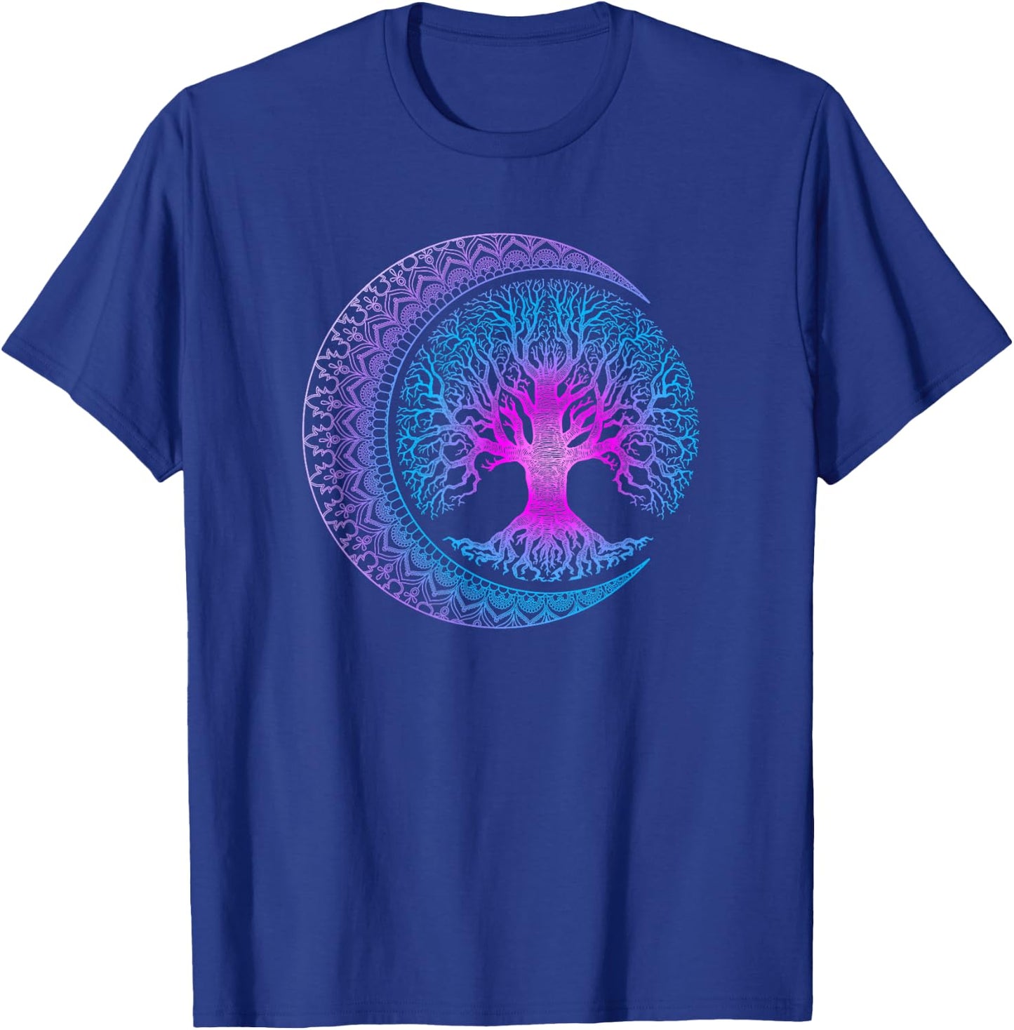 Tree of Life Cresent Moon Phases Mandala Yoga Gift T-Shirt - T-Shirt | Royal