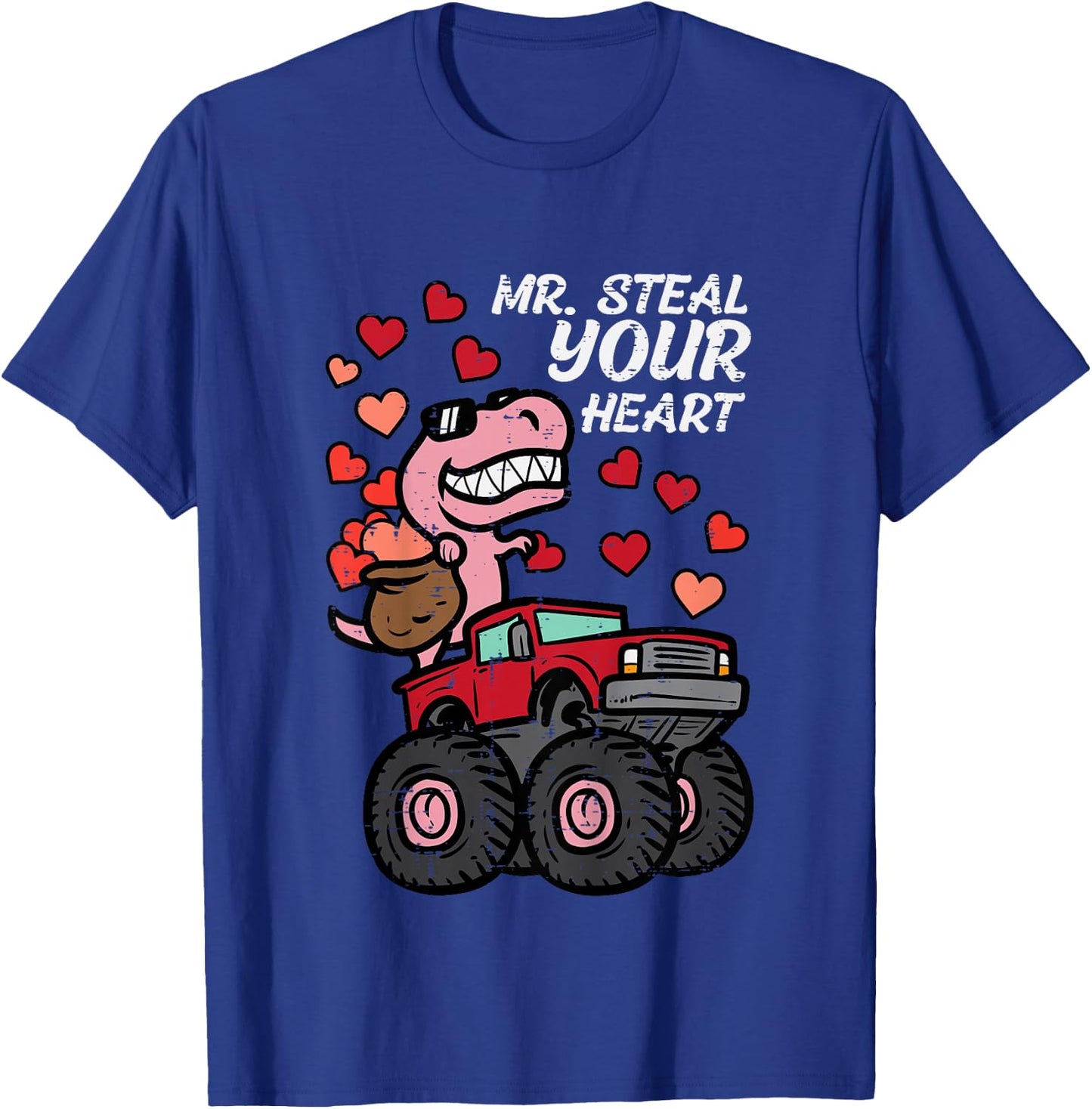 Kids Mr Steal Your Heart Monster Truck Valentines Day Toddler Boy T-Shirt - T-Shirt | Royal