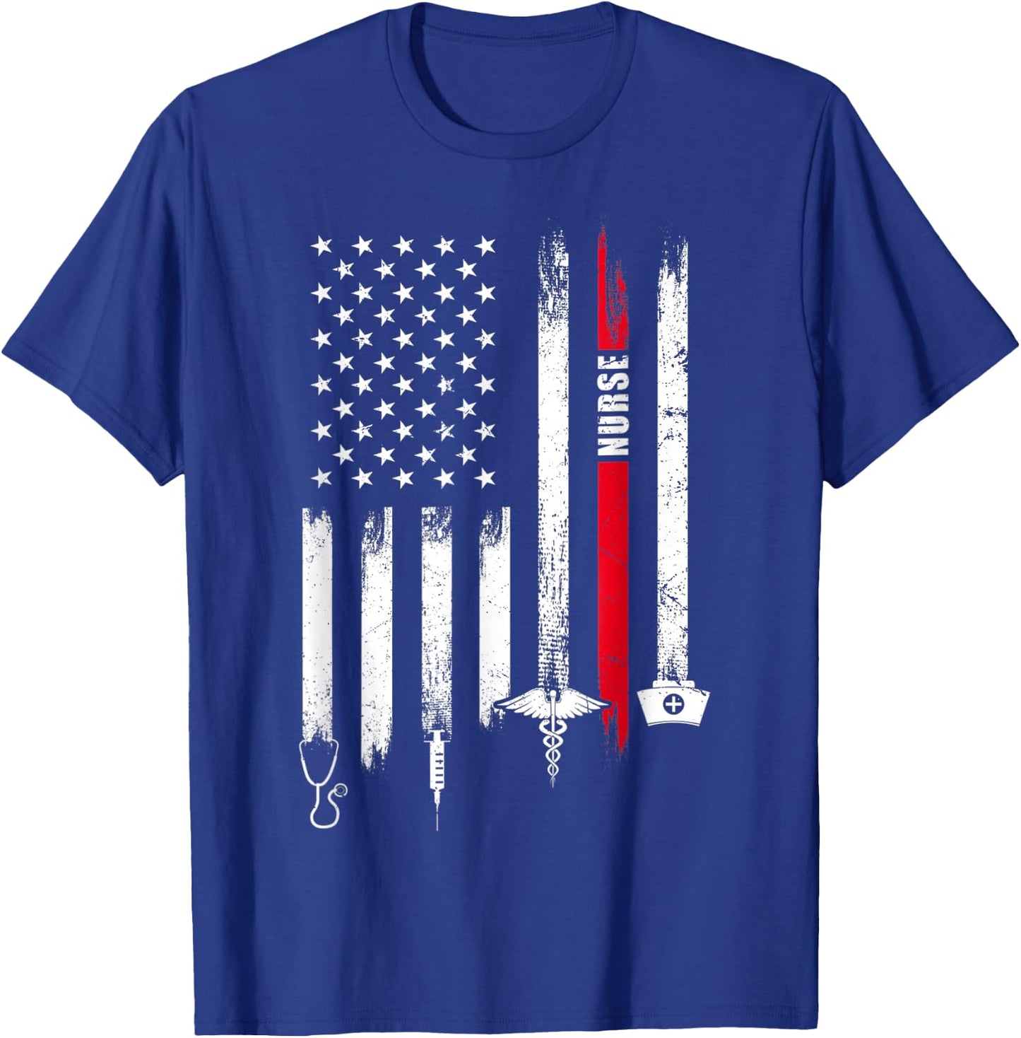 Funny American Flag Nurse Day Gift Small T-Shirt - T-Shirt | Royal