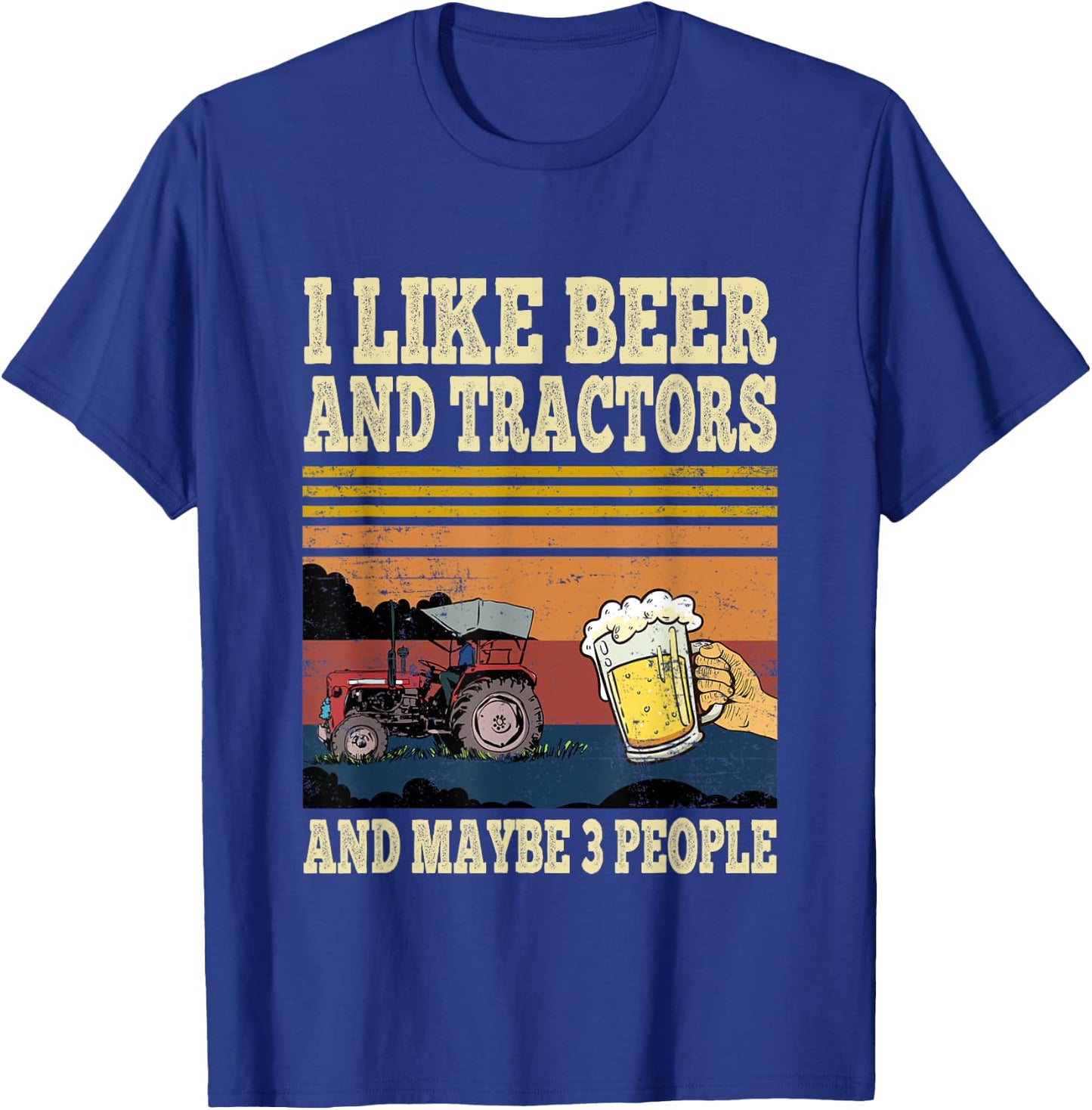 I Like Beer Tractors and Maybe 3 People Funny farmer Vintage T-Shirt - T-Shirt | Royal