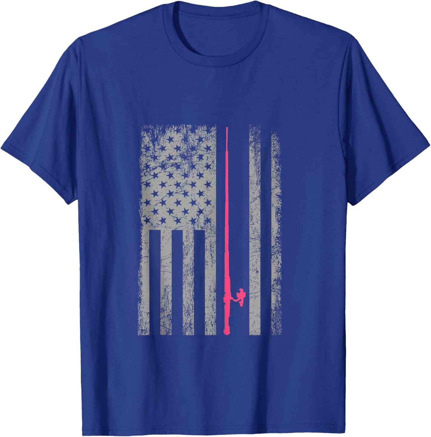 Pink Camo American Flag Fishing Shirt Women Bass Fishing T-Shirt - T-Shirt | Royal