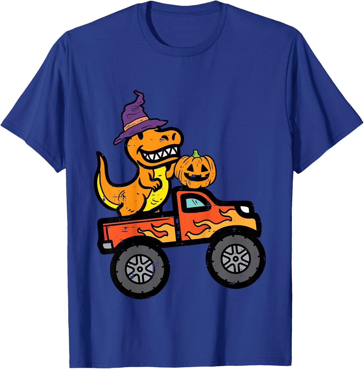 Kids Halloween Monster Truck Dino Trex Costume Boys Kids Toddler T-Shirt - T-Shirt | Royal