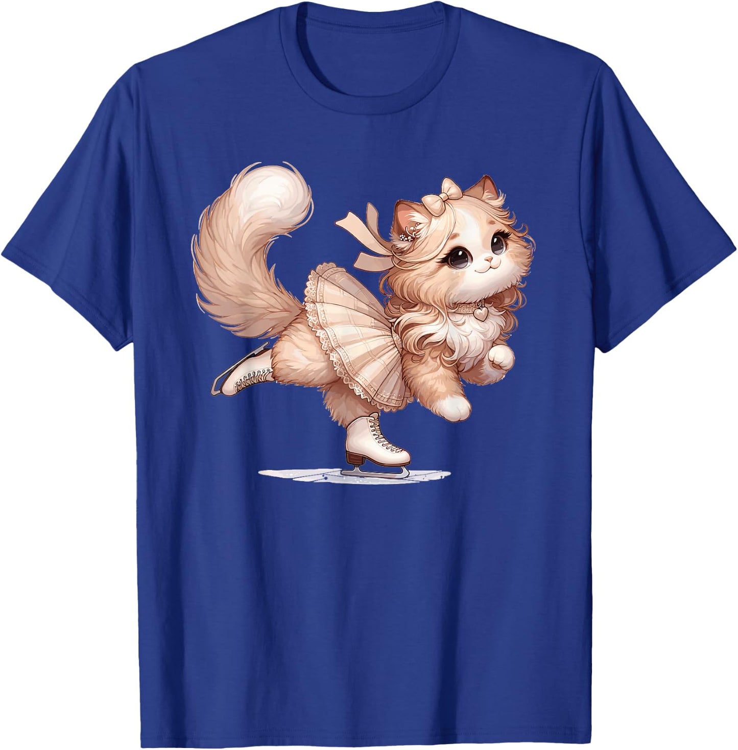 Girl Who Loves Cats And Ice Skating Cat Ice Skating T-Shirt - T-Shirt | Royal