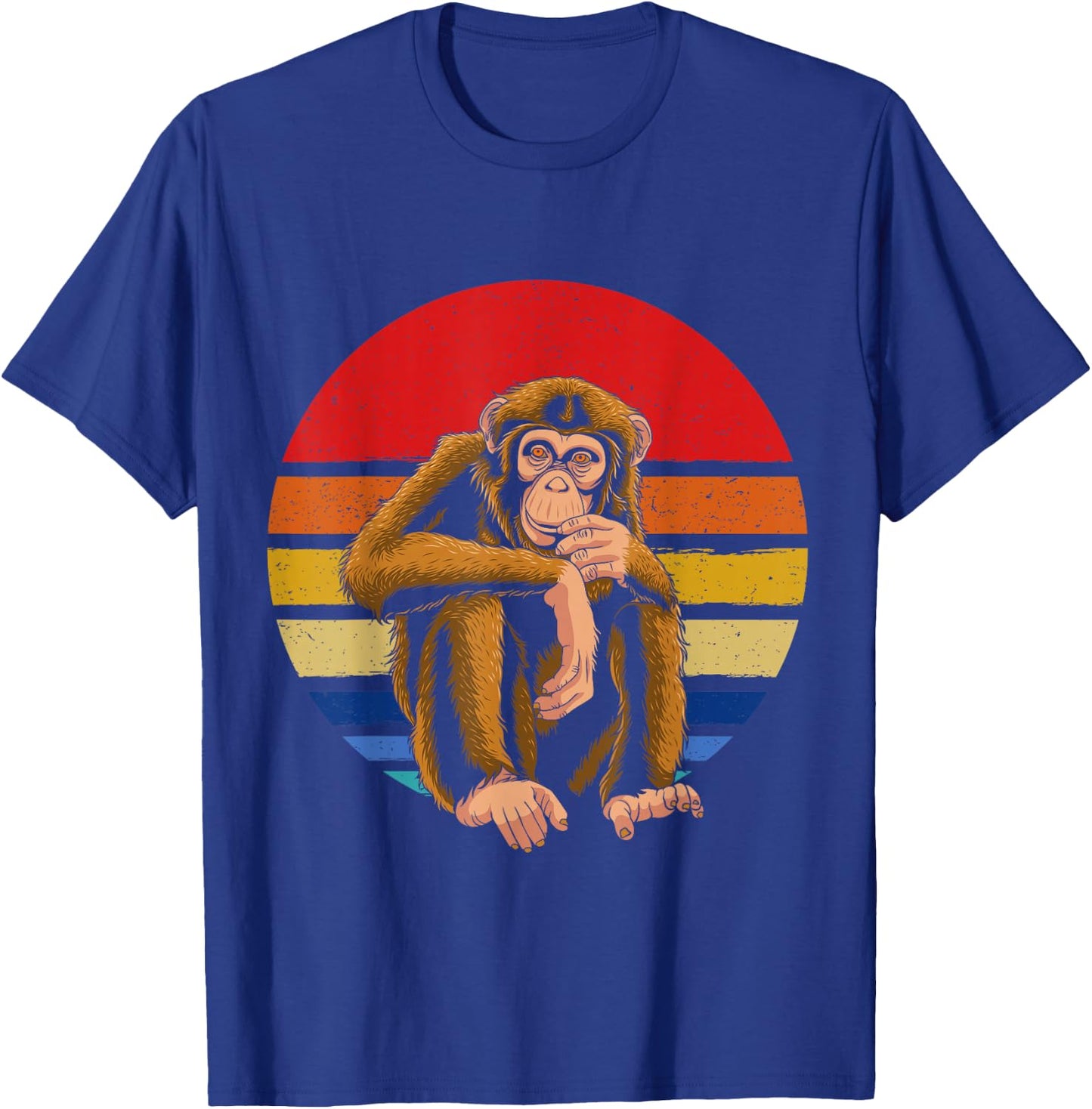 Retro Vintage Chimpanzee Monkey Wild Forest Animal T-Shirt - T-Shirt | Royal