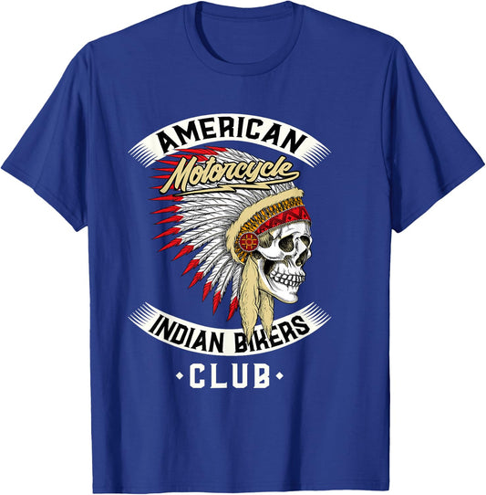 American Motorcycle Indian Bikers Club - Chopper Biker T-Shirt - T-Shirt | Royal