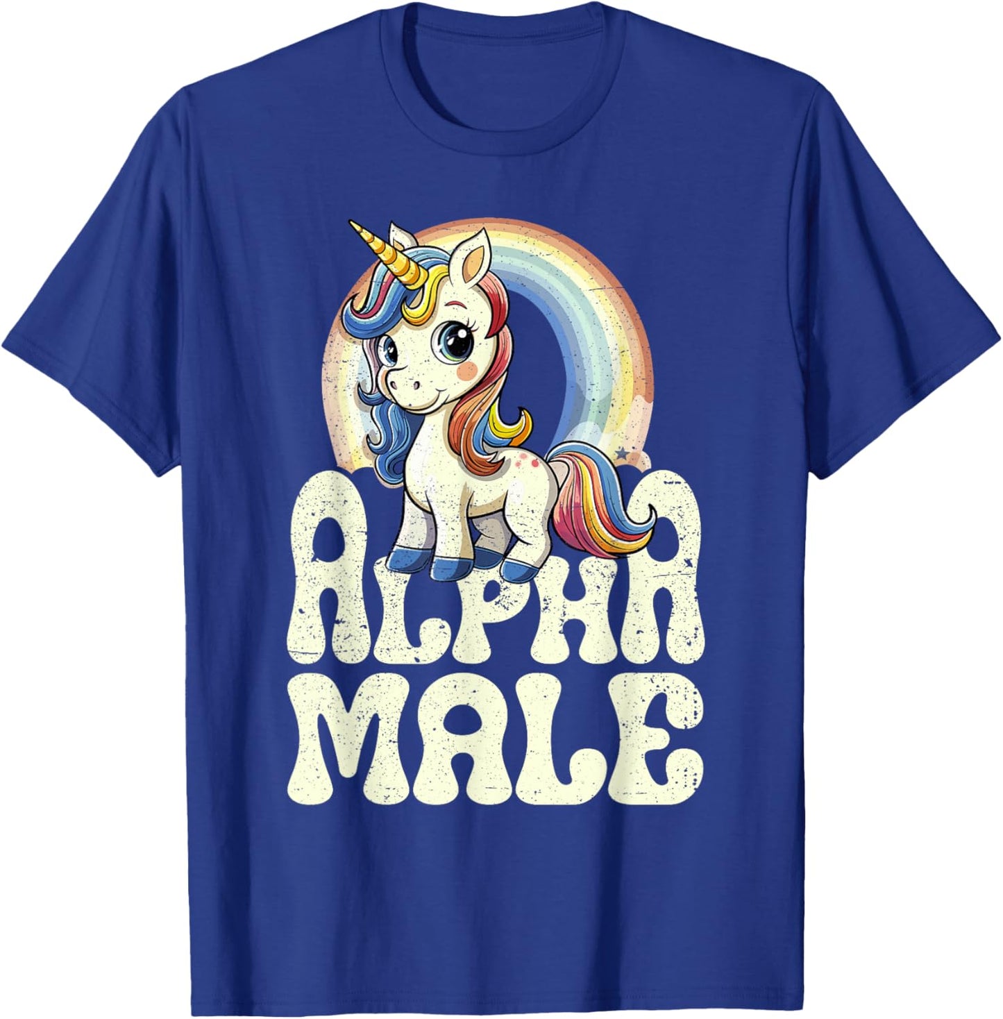 Alpha Male Unicorn Funny Sarcastic Ironic Weird Y2K Humor T-Shirt - T-Shirt | Royal