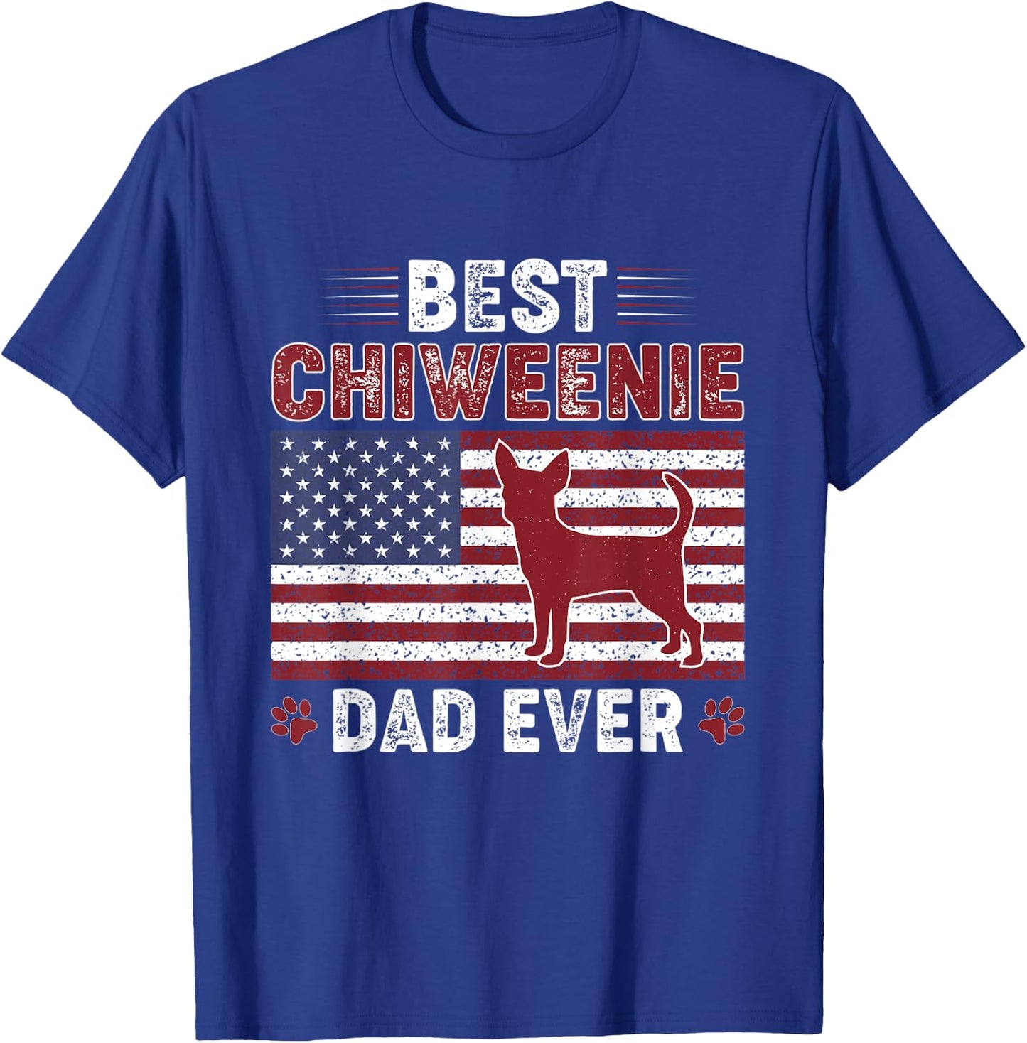 Best CHIWEENIE Dad Ever American flag Dog Dad T-Shirt - T-Shirt | Royal