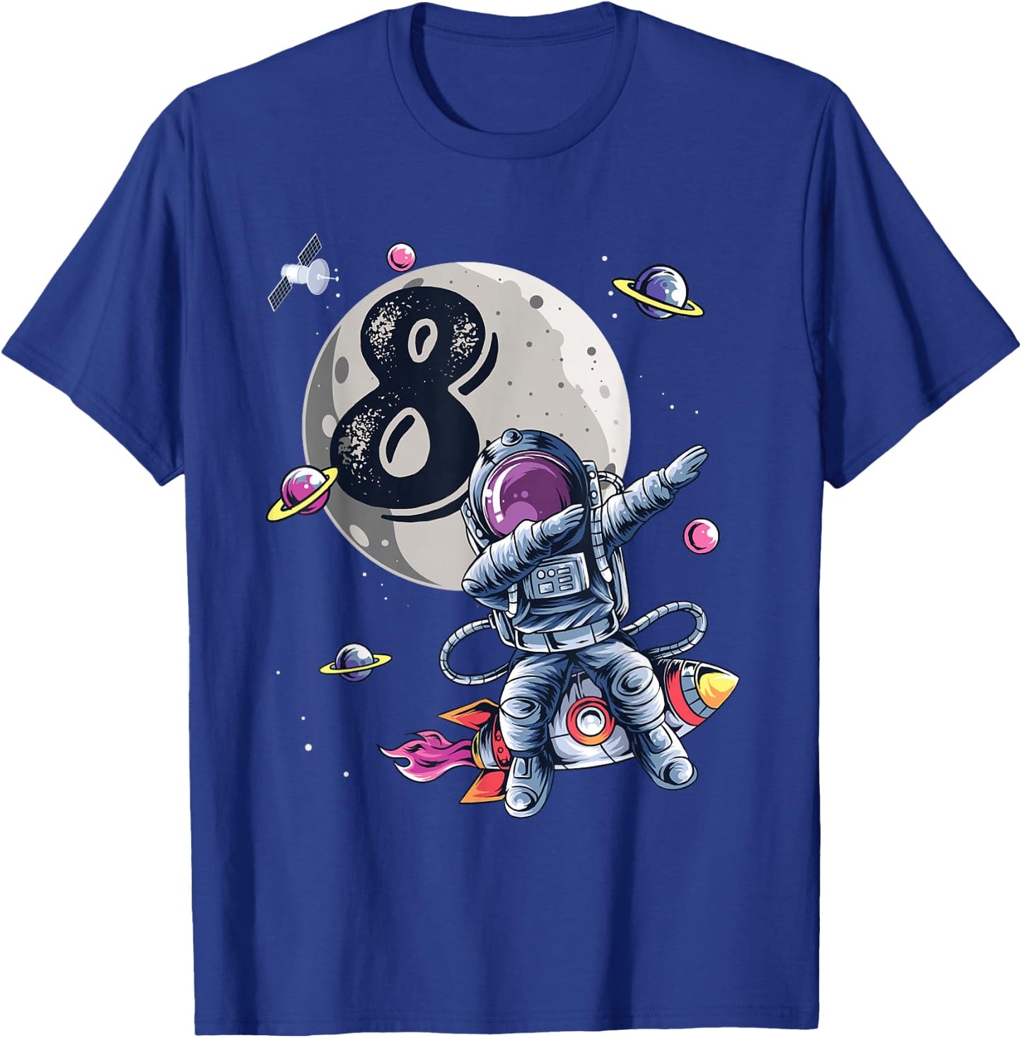 8 Years Old Birthday Boy Astronaut Gifts Space 8th B-Day T-Shirt - T-Shirt | Royal