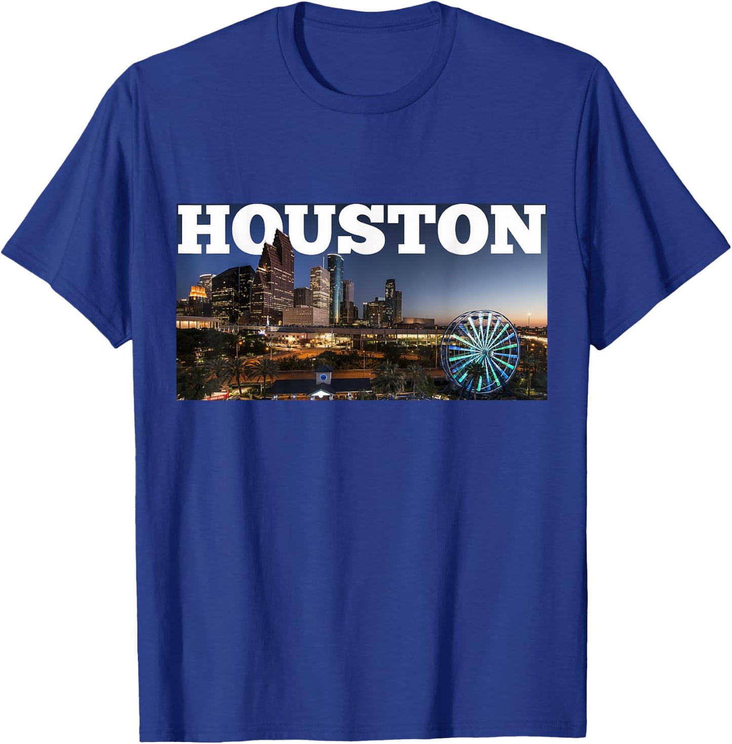 Houston City Skyline - Downtown Cityscape Photo Souvenir T-Shirt - T-Shirt | Royal
