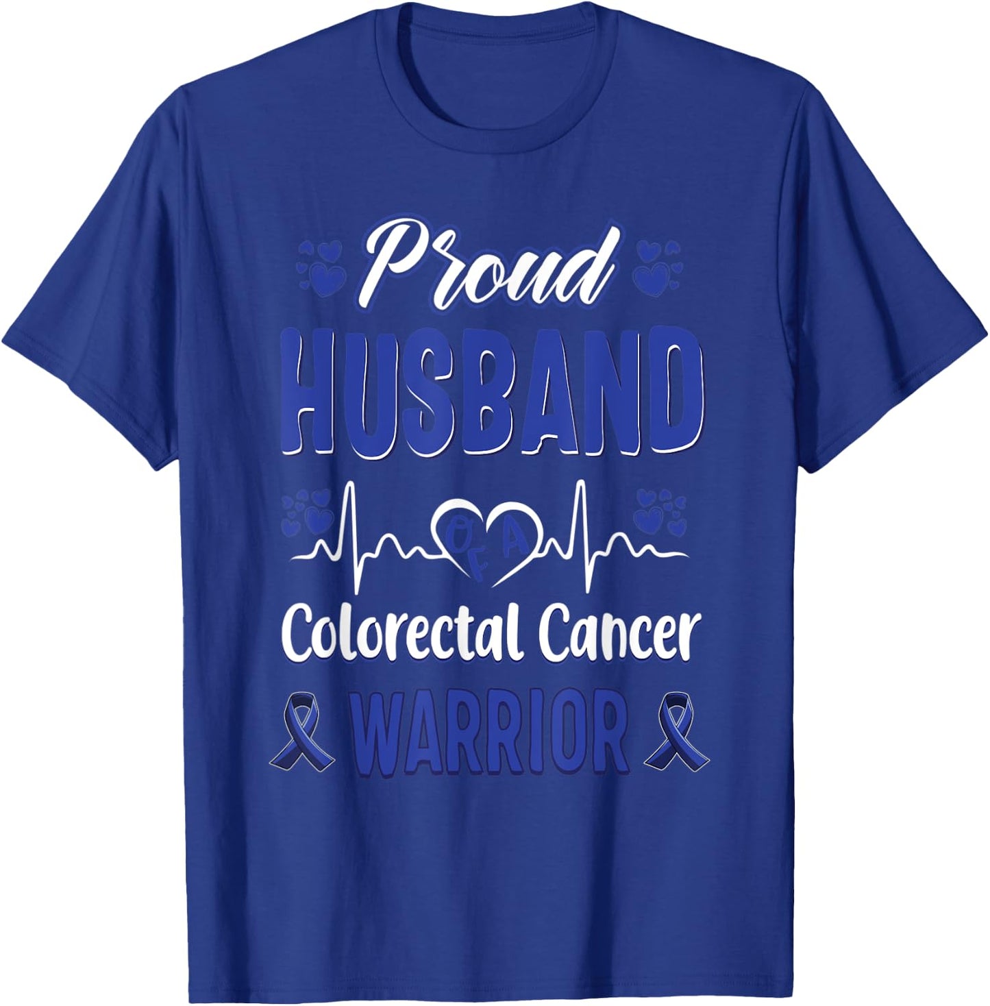 proud Husband colorectal colon cancer warrior awareness T-Shirt - T-Shirt | Royal