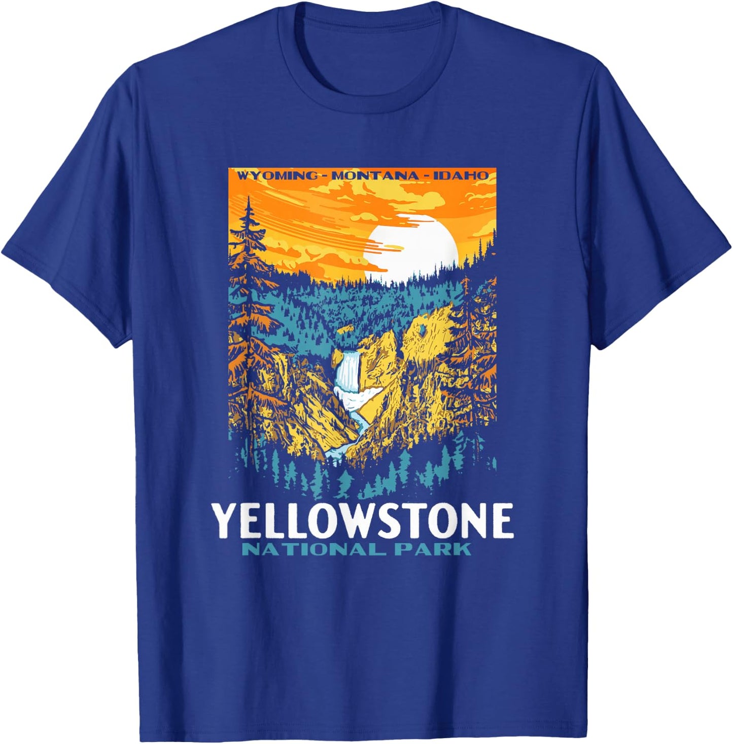 Retro Yellowstone National Park WPA Style Lower Falls T-Shirt - T-Shirt | Royal
