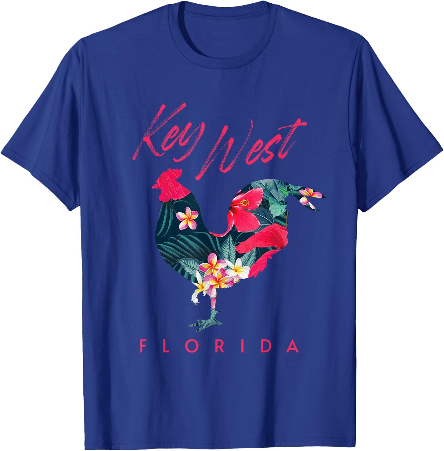 Key West Florida Chicken Lover Flower Hibiscus Souvenir T-Shirt - T-Shirt | Royal