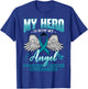 My Hero Is Now My Angel Ovarian Cancer Ovary Teal Ribbon T-Shirt - T-Shirt | Royal