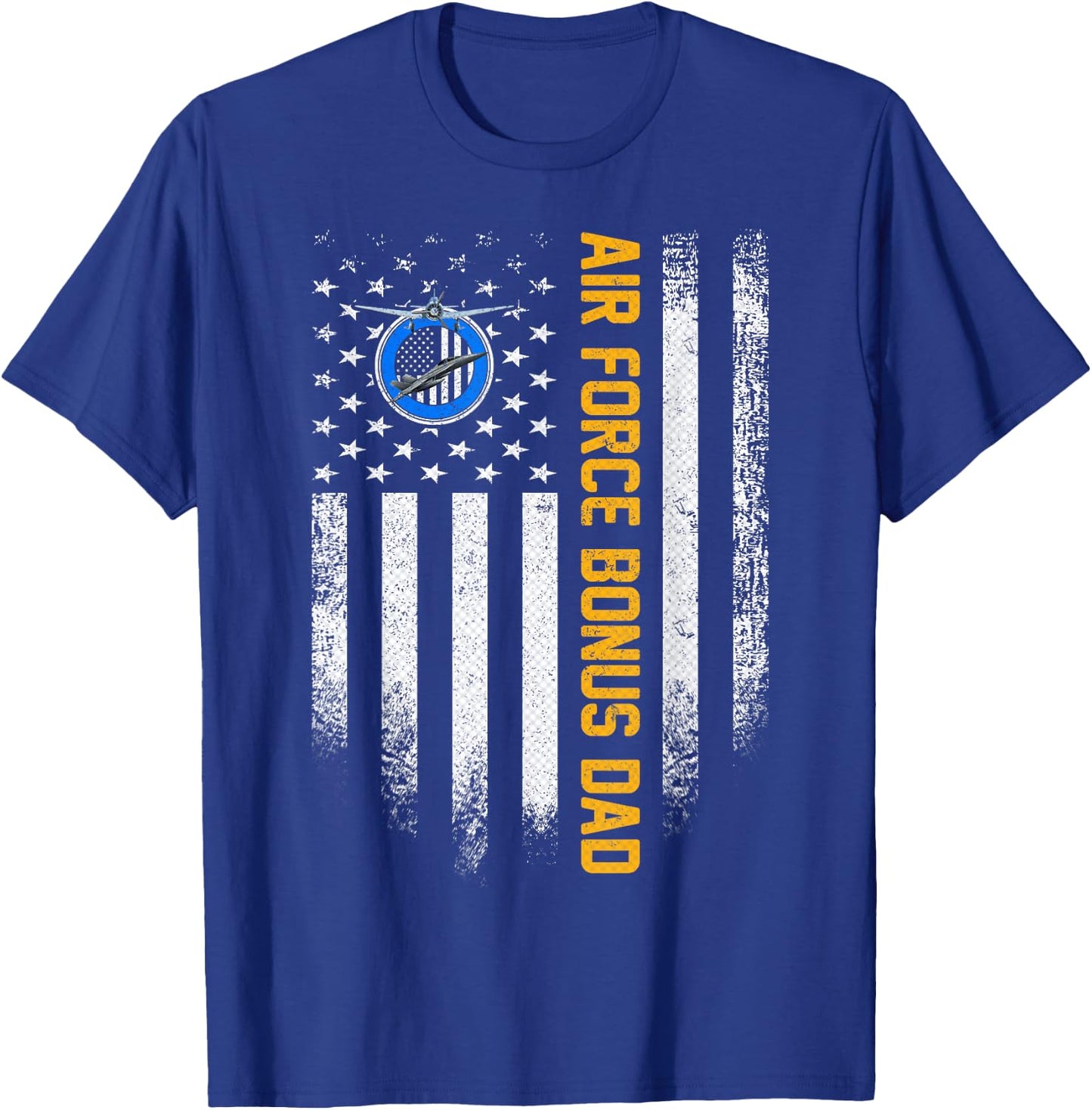 Vintage USA American Flag Proud Air Force Veteran Bonus Dad T-Shirt - T-Shirt | Royal