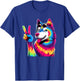 Peace Sign Tie Dye Husky dog Men Women Kids T-Shirt - T-Shirt | Royal