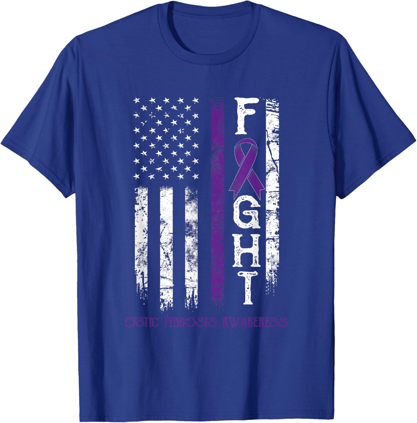 Cystic Fibrosis Warrior US Flag T-Shirt - T-Shirt | Royal