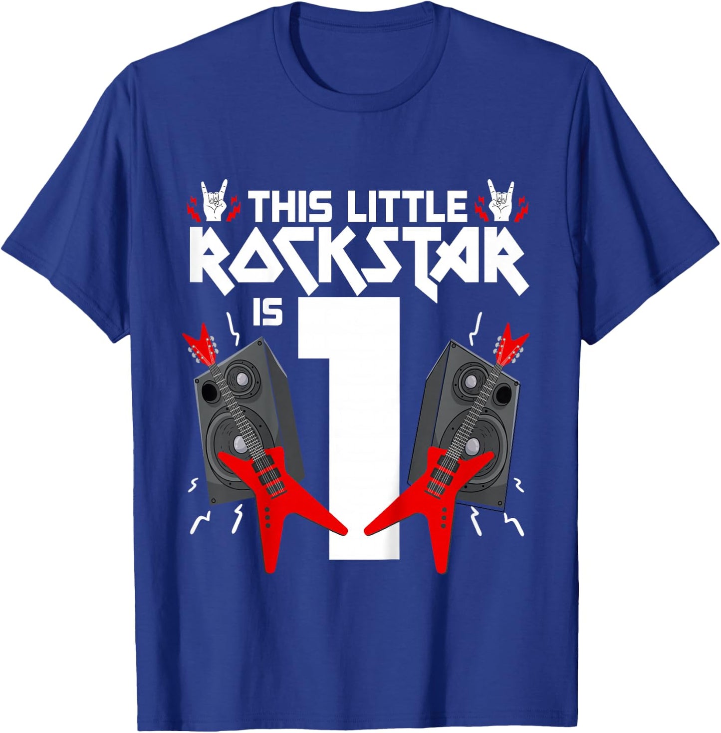 1 Year Old Rock and Roll Star Birthday Party Guitar 1st Gift T-Shirt - T-Shirt | Royal
